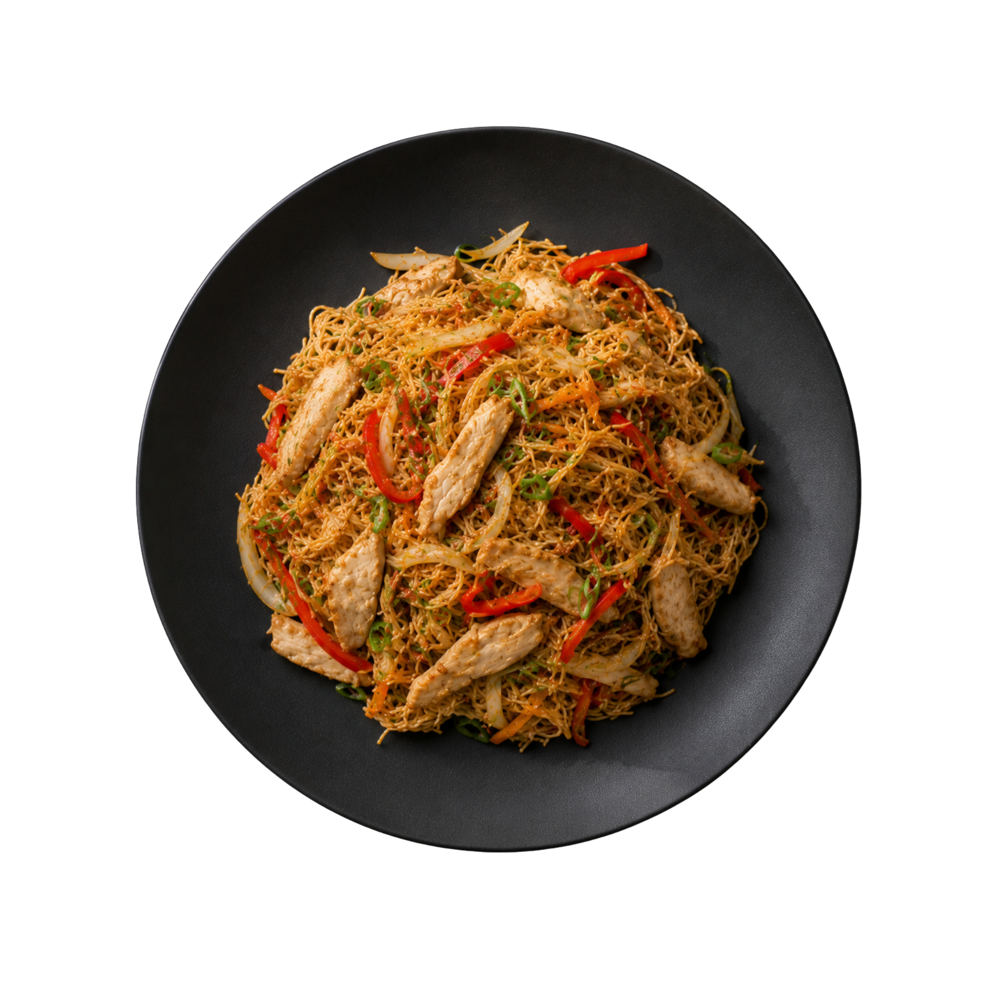 Tallarín Chino Oriental con Pollo Crocante (Oriental Chinese Noodles with Crispy Chicken)