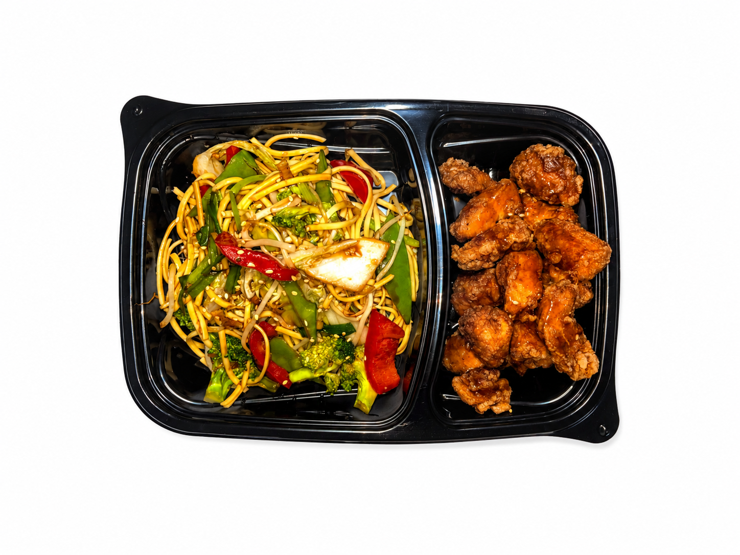 Tallarín Chino Oriental con Pollo Crocante  (Oriental Chinese Noodles with Crispy Chicken)